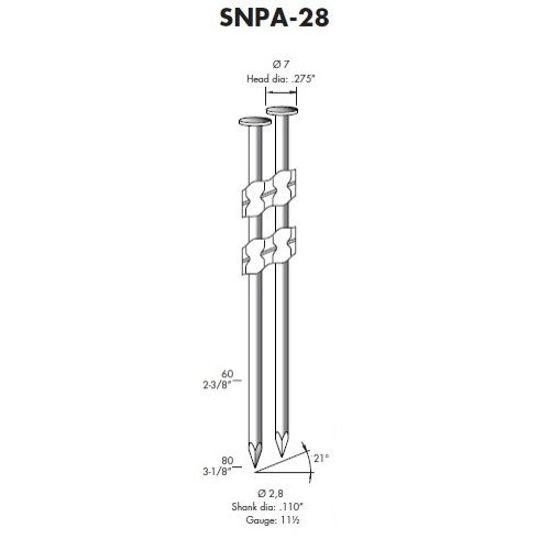 SNPA 28/80 sima/csavart/gyűrűs szeg; 80 mm hossz