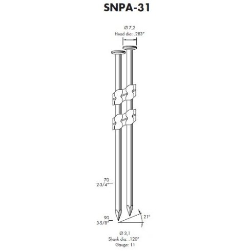 SNPA 31/90 sima/csavart/gyűrűs szeg; 90 mm hossz